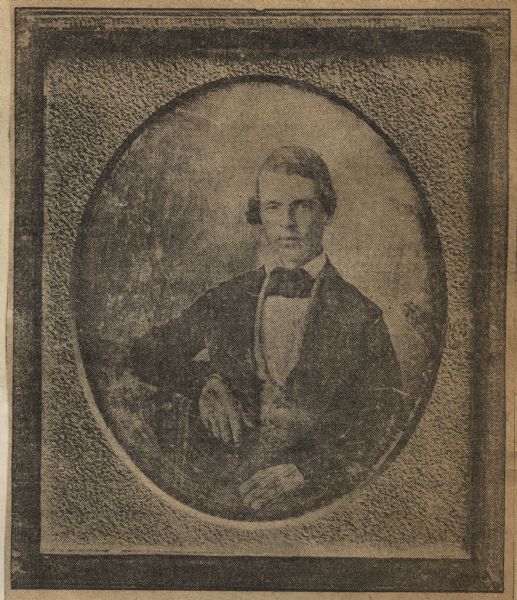 Newspaper photograph of a daguerreotype portrait of Increase Lapham taken in 1849.