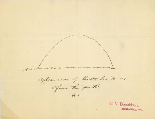 A simple line sketch of the appearance of Butte des Morts from the south.