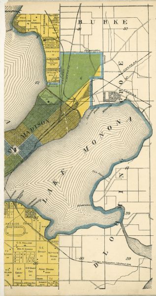 1857 Map of Madison Wisconsin Lake Menona