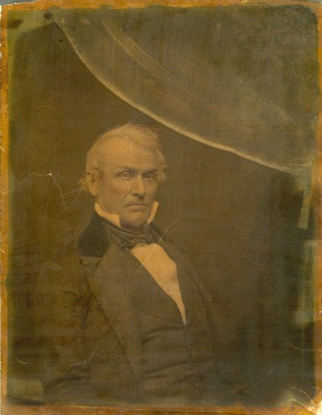 Waist-up portrait of Albert Gallatin Ellis of Stevens Point, Wisconsin. He was the first editor of "The Green Bay Intelligencer", the first Wisconsin newspaper.