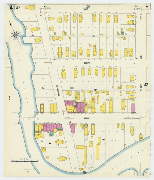 Sanborn map of Green Bay including St. George and Main Streets.