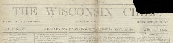 Front page of <i>The Wisconsin Chief</i>.