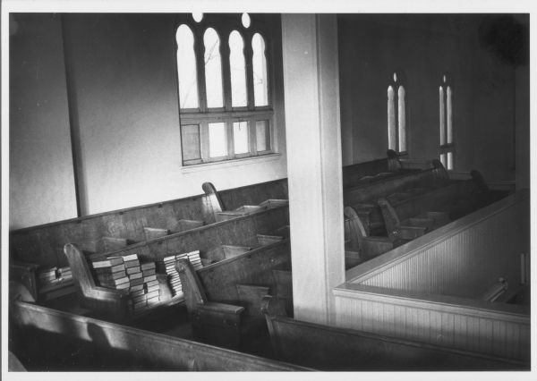 A view of the women's balcony in the Hebrew Brotherhood Synagogue.