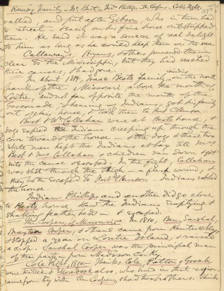 Lyman Draper's handwritten interview with Major John Gibson.