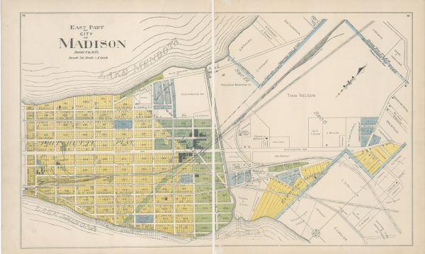 A map of the east part of the city of Madison, including a portion of the isthmus.