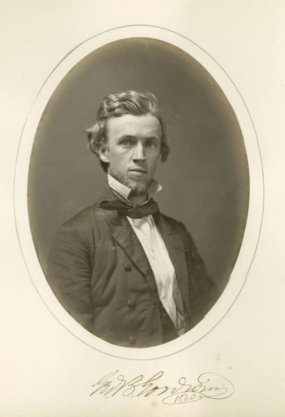 Quarter-length oval-framed portrait of George B. Goodwin.
