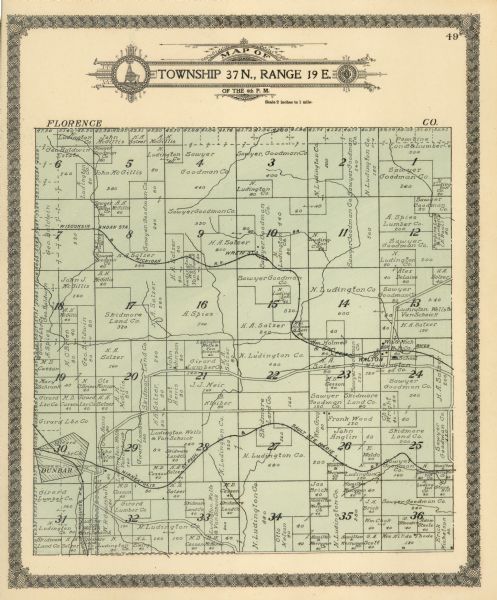 Marinette plat map, Township 37 N., Range 19 E.