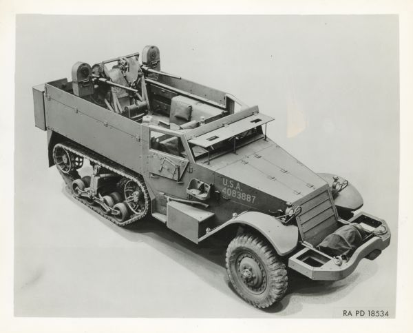 Elevated three-quarter view of an International Harvester M13.