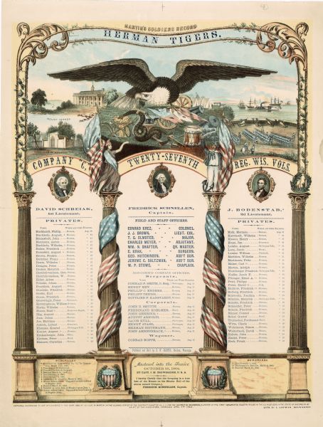 A commemorative roster of the Wisconsin Volunteers of Company C, 27th Regiment.