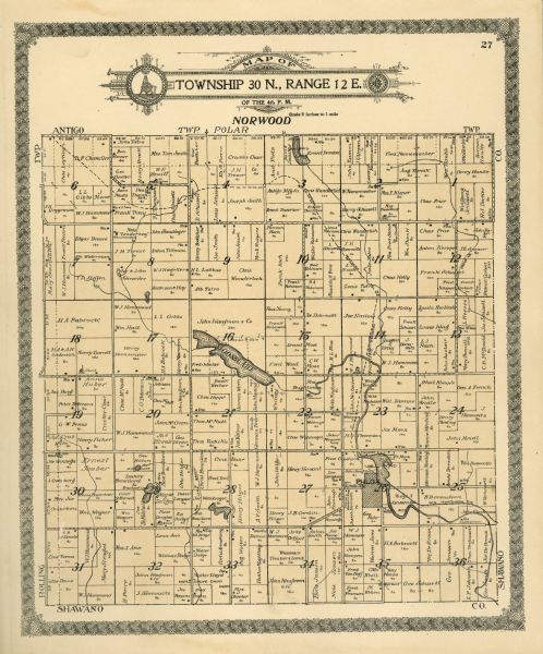 A plat map of the township of Norwood in Langlade County.