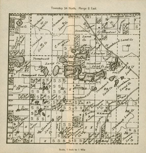 A plat map of Lincoln County showing Township 34 North, Range 8 East.