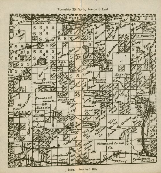 A plat map of a portion of Lincoln County, showing Township 35 North, Range 8 East.