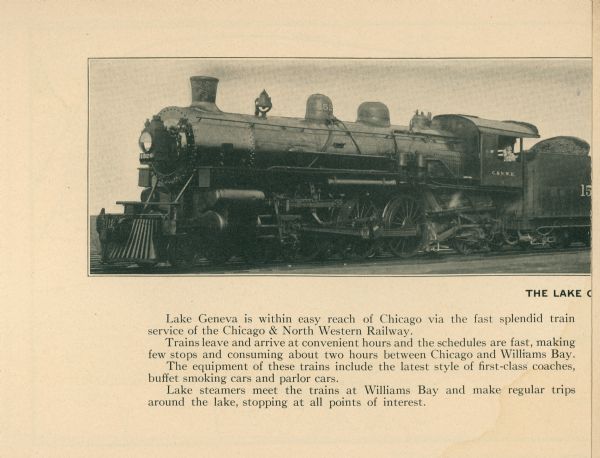 The Lake Geneva Express train, engine number 1526, which ran between Lake Geneva and Chicago.