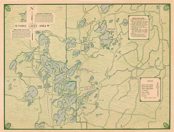 Three Lakes Area Wisconsin Map Or Atlas Wisconsin Historical