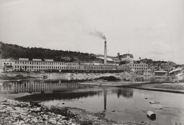 View across water towards the Niagara Paper Mill.