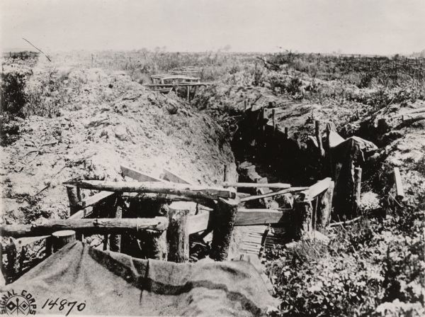 View of a military trench near Hecken in the Alsace region of northeastern France.