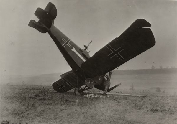 German plane shot down between Montfaucon and Cierges, France.