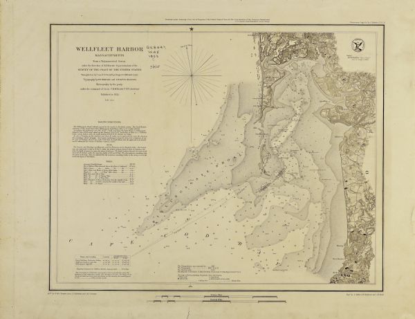 A map of Wellfleet Harbor on Cape Cod Bay.