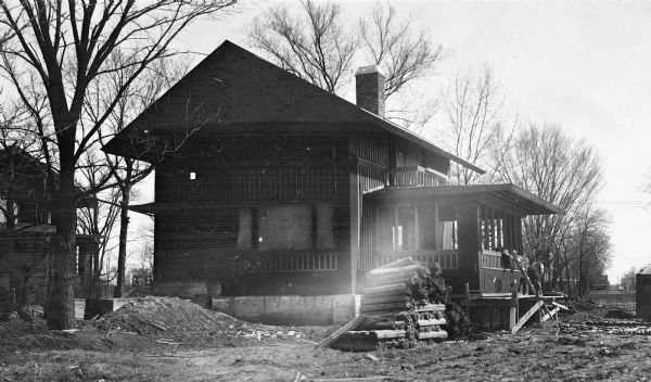 The Lakewood House during construction, nearly completed.