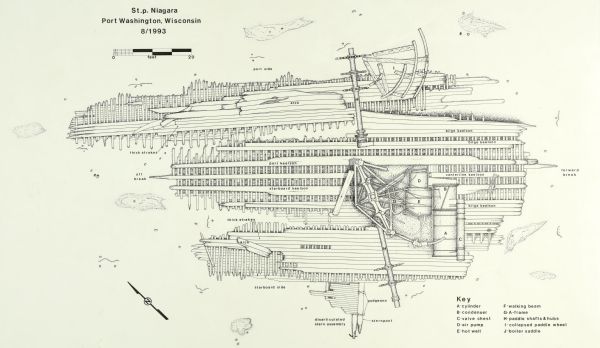 Diagram of the wreckage of the <i>Niagara</i>.
