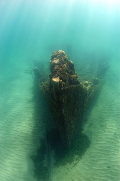 View of the wreckage of the <i>Australasia</i> at the bottom of Lake Michigan.