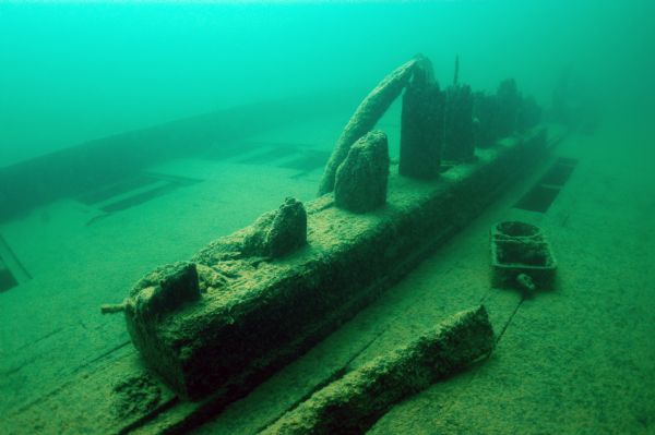 Bilge of the wrecked schooner-barge <i>Pretoria</i> on the bottom of Lake Superior.