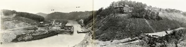 Elevated, panoramic view of the Norris Dam.