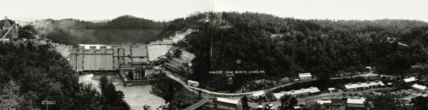 Elevated, panoramic view of the Hiwassee Dam.