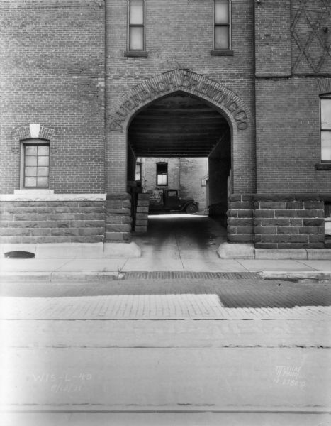 Fauerbach Brewery archway from street, 651-653 Williamson Street.