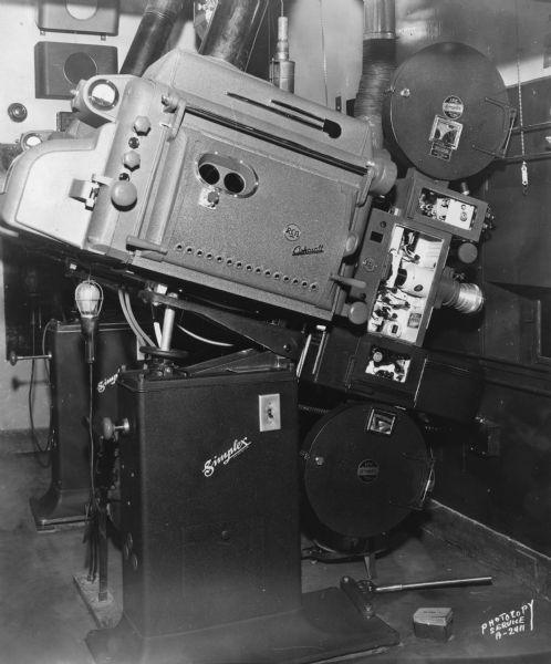 RCA Artcraft and IPC Simplex Cinemascope projector equipment used at Orpheum Theatre, 216 State Street.