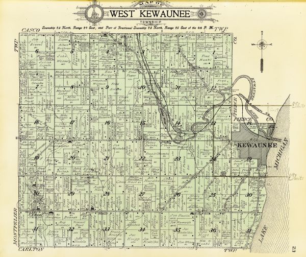 A plat map of the township of West Kewaunee. 