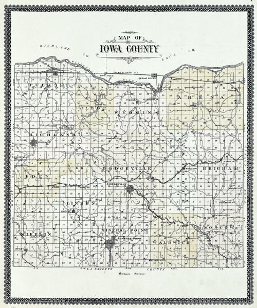 A plat map of Iowa County in Wisconsin.