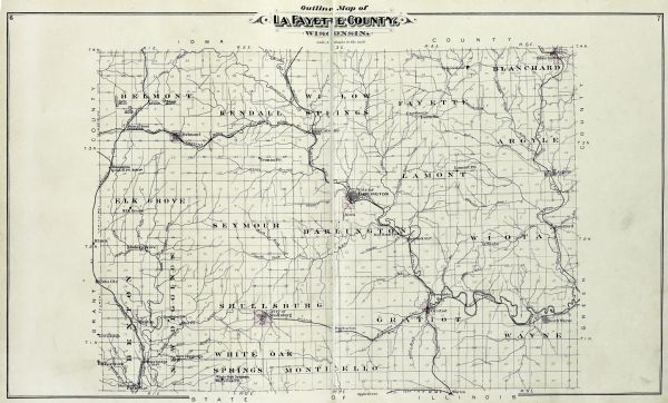 A plat map of Lafayette County in Wisconsin.
