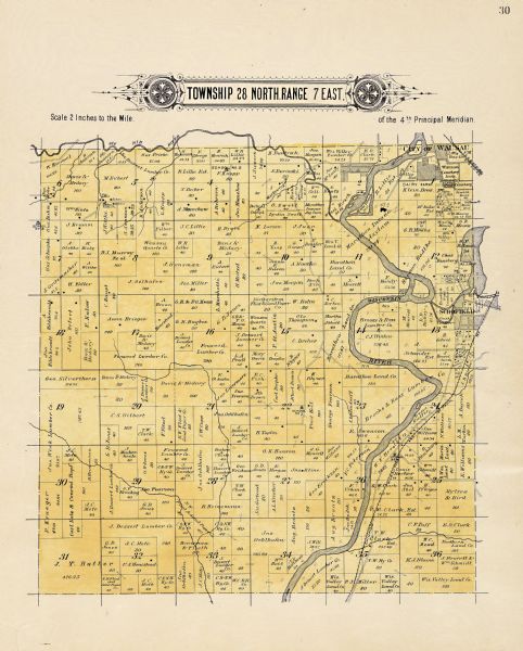A plat map of Marathon county, 28 township, north range, 7 east.