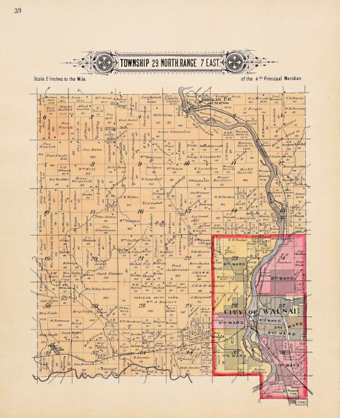 A plat map of Marathon county, township 29, north range, 7 east.