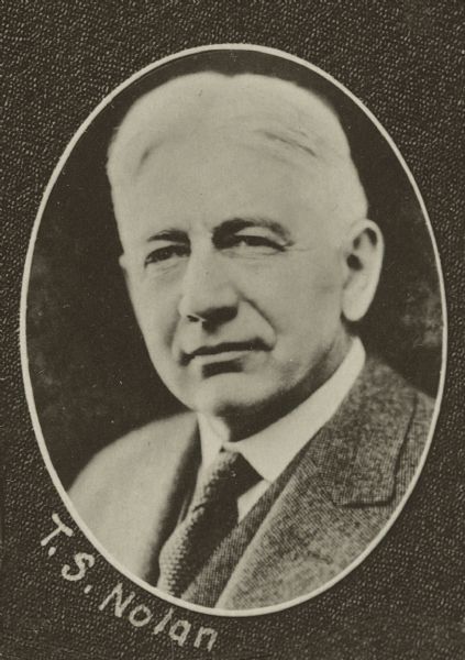 Oval-framed portrait of T.S. Nolan, as part of the composite of portraits from the 1919 Wisconsin Assembly.