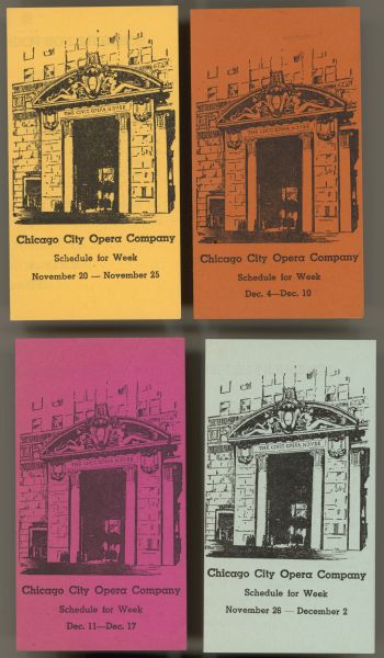 Chicago City Opera Company Schedules | Print | Wisconsin Historical Society