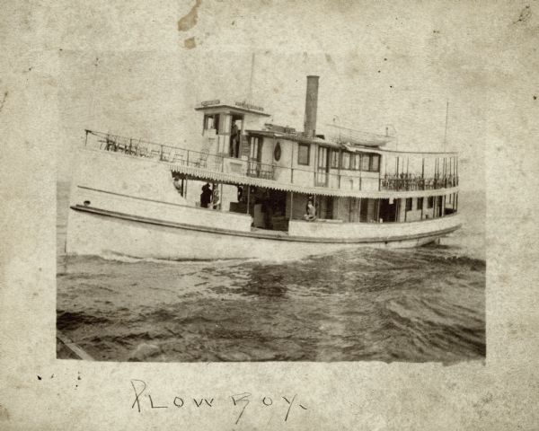 The steamboat "Plowboy" on the water.