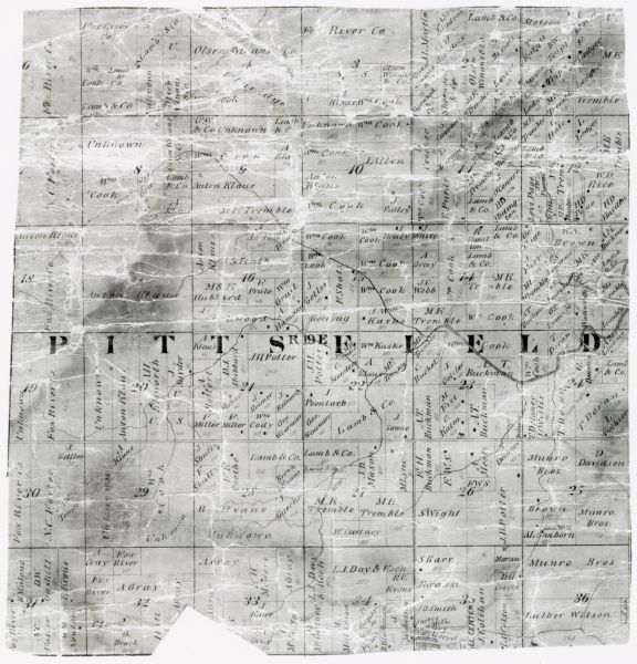 A map of Pittsfield, Wisconsin.