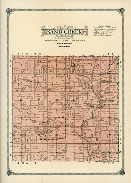 A plat map of the township of Sand Creek.