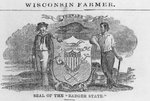 Great Seal of the State of Wisconsin as found in <i>American Farmer</i>, vol. 9.