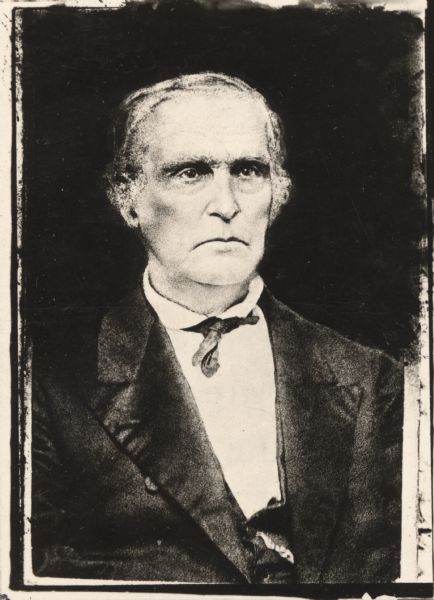 Waist-up portrait of Reverend David Lowry. Lowry was appointed to be a teacher for the Ho Chunk (Winnebago) Tribe by Andrew Jackson. In 1834, he started a mission school at Yellow River in present day Iowa.