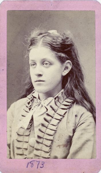 Quarter-length portrait of Carrie Lane Chapman Catt at about age 14.