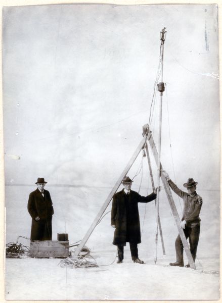 Birge and Juday on the Ice | Photograph | Wisconsin Historical Society