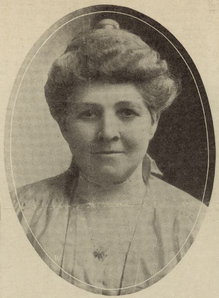 Portrait of Mrs. Adda F. Howie. Caption reads: "Mrs. Adda F. Howie, Elm Grove, a Leader in America's Dairy Interests." From an article titled: "Wisconsin Honors Three Agriculturalists."