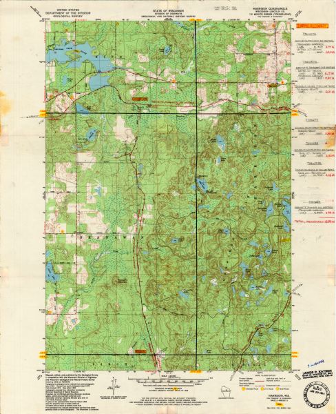 This standard U.S.G.S. topographic map was annotated by civil engineer and railroad historian James P. Kaysen to show the location of existing and defunct rail lines around the communities of Choate and Woodlawn.