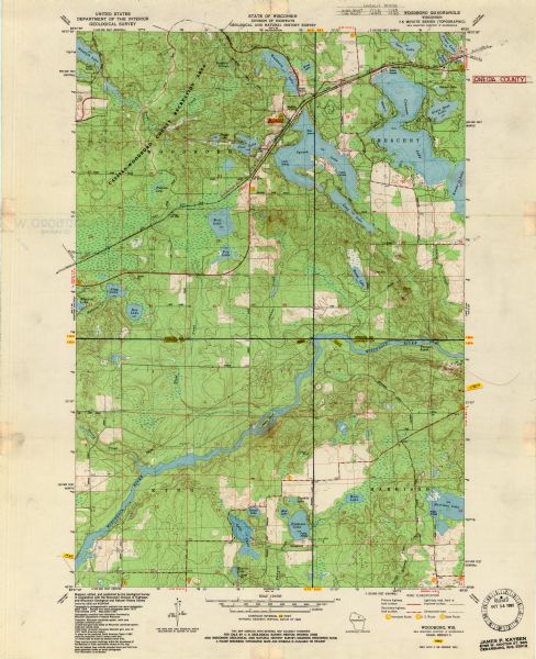 This standard U.S.G.S. topographic map was annotated by civil engineer and railroad historian James P. Kaysen to show the location of existing and defunct rail lines around the communities of Choate and Woodlawn.