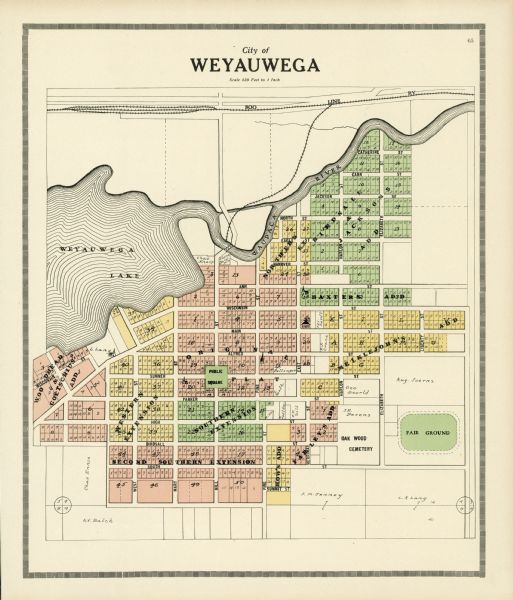 A plat map of the city of Weyawega.