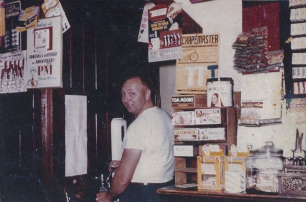 Roy Wittnebel working behind the bar at Wittnebel's Tavern.