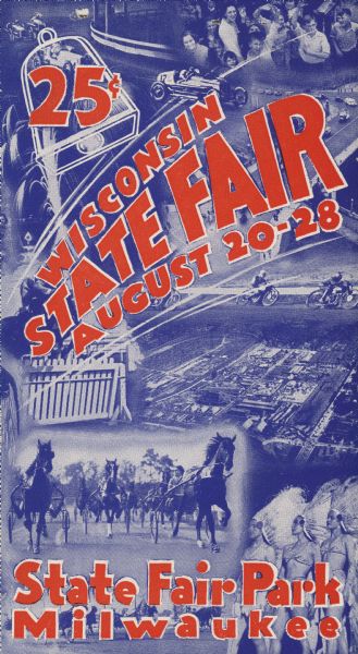 Brochure advertising the 1955 Wisconsin State Fair featuring images of several fair attractions.